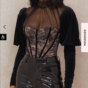 House of CB Athenea black lace bodysuit